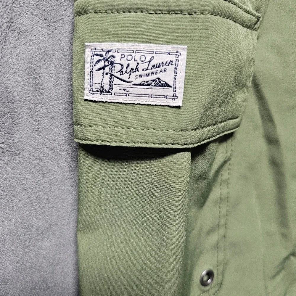 Polo Ralph Lauren‎ Olive Green Cargo Swim Trunks Board Shorts Mens XL Mesh Lined